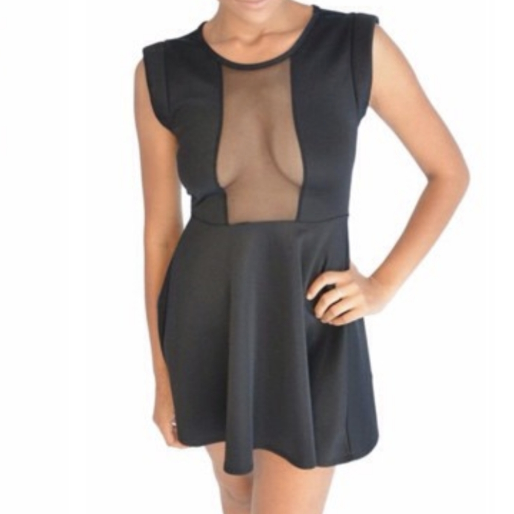 Gorgeous black mesh skater dress!